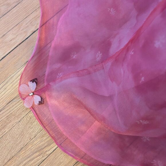 Vintage Y2K Delaru Prom Gown Floral Rhinestone Corset Lacing Butterfly Size XS - Picture 10 of 16